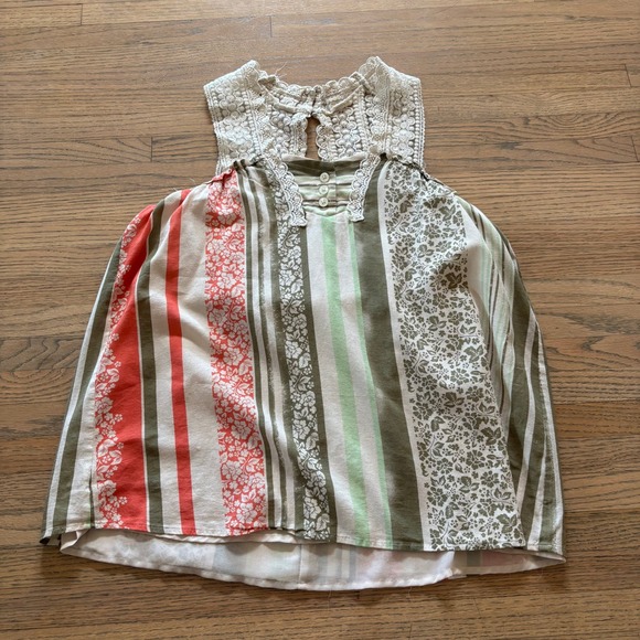 CAbi Tops - Cabi Womens Medium Sleeveless Mixed Print Floral Stripe Crochet Lace Tank Top